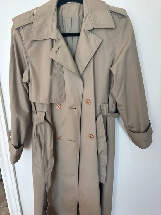 Classic Beige Trench Coat - Women's Double-Breasted Trench - Picture 1 of 2